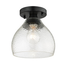  1094-SF BLK-HCG - Ariella BLK Semi-Flush in Matte Black with Hammered Clear Glass Shade